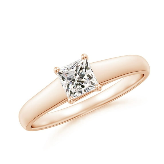 ANGARA Natural Diamond Solitaire Engagement Ring in 14K Rose Gold for Women (Size-4.4mm| Color-K| Clarity-I3) | April Birthstone, Anniversary, Jewelry Gift for Women | Natural Diamond Ring