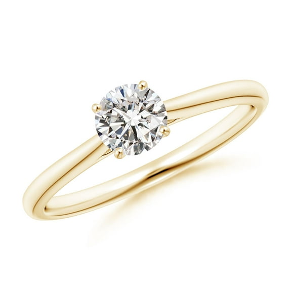 ANGARA Natural Diamond Tapered Cathedral Engagement Ring in 14K Yellow Gold for Women (Size-5.1mm| Color-I-J| Clarity-I1-I2) | Anniversary, Jewelry Gift for Women | Natural Diamond Ring