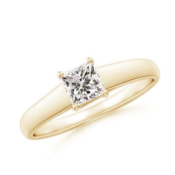 ANGARA Natural Diamond Solitaire Engagement Ring in 14K Yellow Gold for Women (Size-4.4mm| Color-K| Clarity-I3) | April Birthstone, Anniversary, Jewelry Gift for Women | Natural Diamond Ring