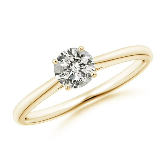 ANGARA Natural Diamond Tapered Cathedral Engagement Ring in 14K Yellow Gold for Women (Size-5.1mm| Color-K| Clarity-I3) | April Birthstone, Anniversary, Jewelry Gift for Women | Natural Diamond Ring