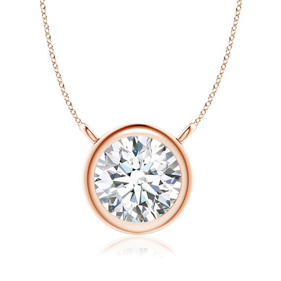 ANGARA Natural Bezel-Set Diamond Solitaire Necklace in 14K Rose Gold for Women (Size-5.1mm| Color-G| Clarity-VS2) | April Birthstone, Anniversary, Jewelry Gift for Women | Natural Diamond Necklace