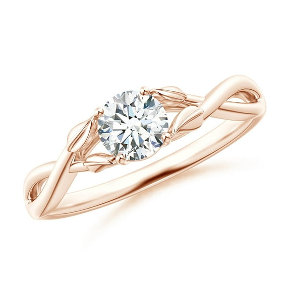 ANGARA Natural 0.5 Ct. Diamond Solitaire Ring in 14K Rose Gold for Women (Ring Size: 11.5)