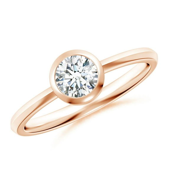 ANGARA Natural 0.5 Ct. Diamond Solitaire Ring in 14K Rose Gold for Women (Ring Size: 11.5)