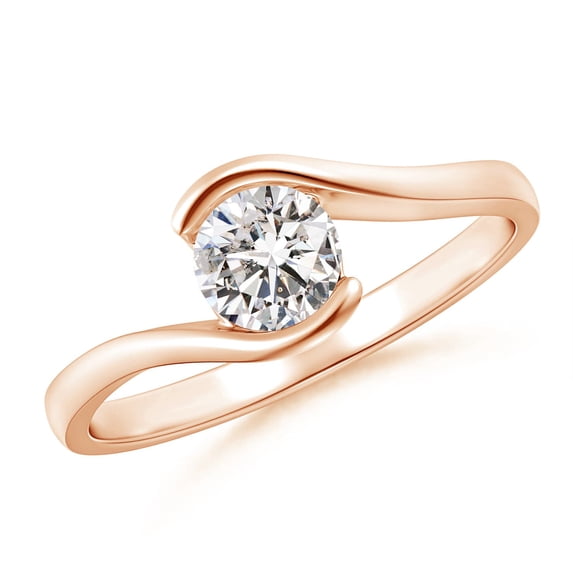 ANGARA Natural Semi Solitaire Diamond Bypass Ring in 14K Rose Gold for Women (Size-5.1mm| Color-I-J| Clarity-I1-I2) | April Birthstone, Anniversary, Jewelry Gift for Women | Natural Diamond Ring