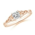 thumbnail image 1 of ANGARA Natural Princess-Cut Diamond Celtic Knot Ring in 14K Rose Gold for Women (Size-4.4mm| Color-I-J| Clarity-I1-I2) | April Birthstone, Anniversary, Jewelry Gift for Women | Natural Diamond Ring, 1 of 8