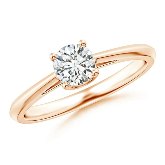 ANGARA Natural Classic Diamond Solitaire Engagement Ring in 14K Rose Gold for Women (Size-5.1mm| Color-H| Clarity-SI2) | April Birthstone, Anniversary, Jewelry Gift for Women | Natural Diamond Ring
