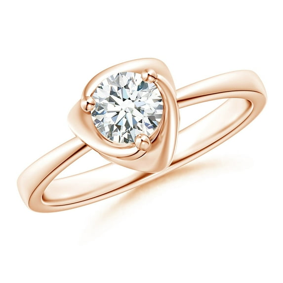 ANGARA Natural Solitaire Diamond Floral Ring in 14K Rose Gold for Women (Size-5.1mm | Color-G | Clarity-VS2) | April Birthstone, Birthday, Anniversary, Jewelry Gift for Women | Natural Diamond Ring