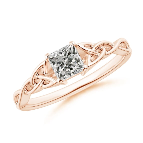 ANGARA Natural 0.5 Ct. Diamond Solitaire Ring in 14K Rose Gold for Women (Ring Size: 9)