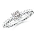 thumbnail image 1 of ANGARA Natural Diamond Solitaire Beaded Shank Ring in 14K White Gold for Women (Size-5.1mm| Color-I-J| Clarity-I1-I2) | April Birthstone, Anniversary, Jewelry Gift for Women | Natural Diamond Ring, 1 of 9