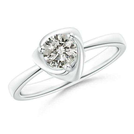 ANGARA Natural Solitaire Diamond Floral Ring in 14K White Gold for Women (Size-5.1mm | Color-K | Clarity-I3) | April Birthstone, Birthday, Anniversary, Jewelry Gift for Women | Natural Diamond Ring