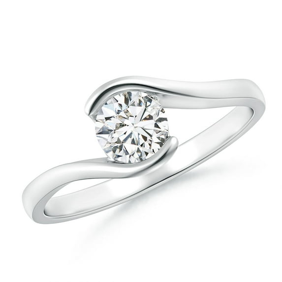 ANGARA Natural Semi Solitaire Diamond Bypass Ring in 14K White Gold for Women (Size-5.1mm| Color-H| Clarity-SI2) | April Birthstone, Anniversary, Jewelry Gift for Women | Natural Diamond Ring