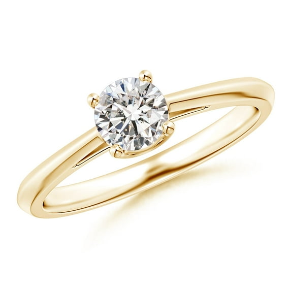 ANGARA Natural Diamond Solitaire Engagement Ring in 14K Yellow Gold for Women (Size-5.1mm| Color-I-J| Clarity-I1-I2) | April Birthstone, Anniversary, Jewelry Gift for Women | Natural Diamond Ring
