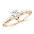 thumbnail image 1 of ANGARA Natural Bezel-Set Heart-Shaped Diamond Ribbed Ring in 14K Rose Gold for Women (Size-5mm| Color-H| Clarity-SI2) | April Birthstone, Anniversary, Jewelry Gift for Women | Natural Diamond Ring, 1 of 9