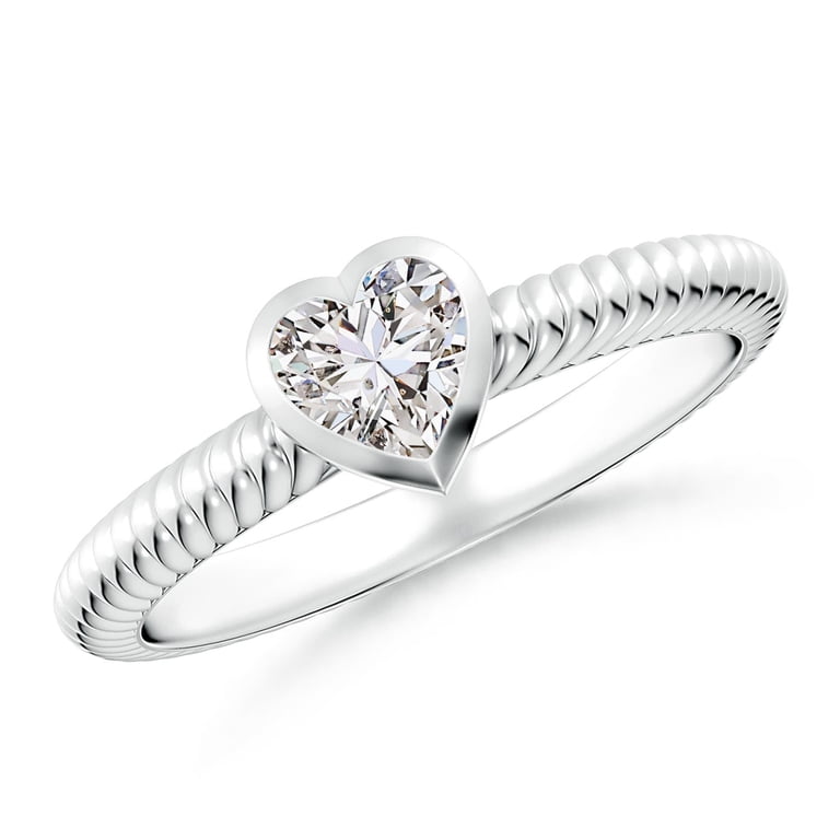 ANGARA Natural Heart-Shaped Diamond Ribbed Ring in 925 Sterling