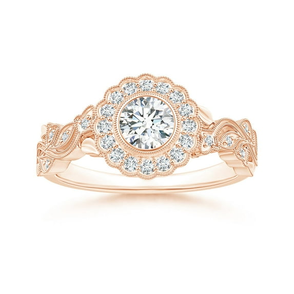 ANGARA Natural 0.5 Ct. Diamond Vintage Inspired Engagement Ring in 14K Rose Gold for Women (Ring Size: 3.5)