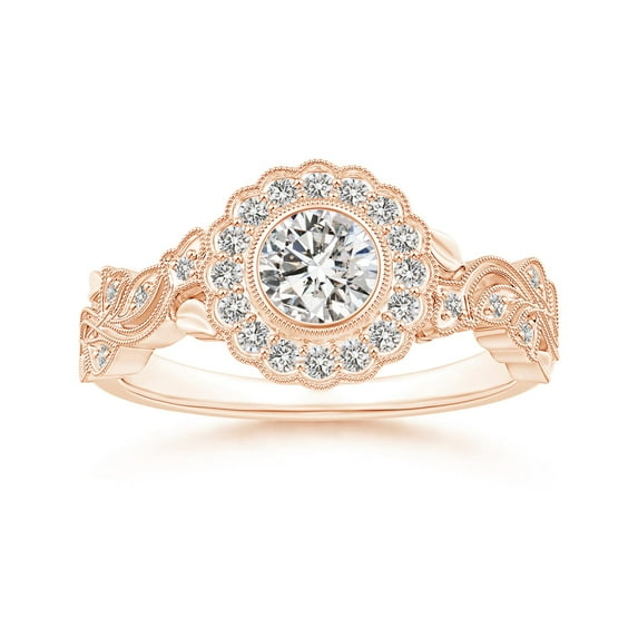 ANGARA Natural 0.5 Ct. Diamond Vintage Inspired Engagement Ring in 14K Rose Gold for Women (Ring Size: 3.5)