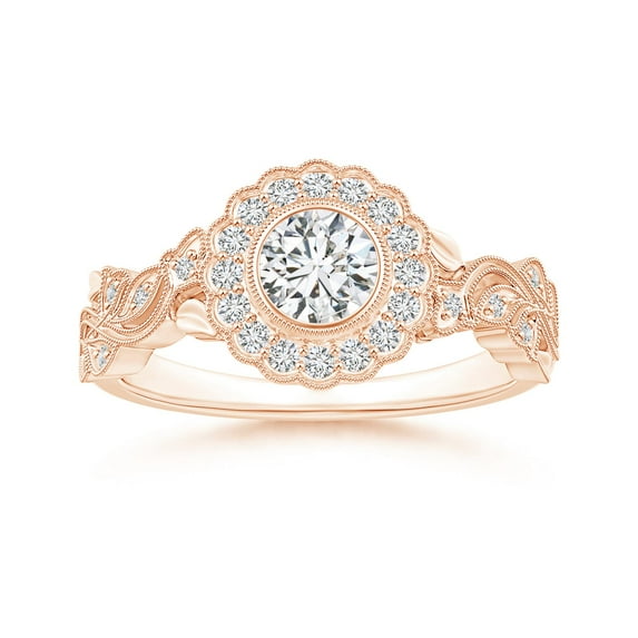 ANGARA Natural 0.5 Ct. Diamond Vintage Inspired Engagement Ring in 14K Rose Gold for Women (Ring Size: 3)