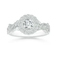 thumbnail image 1 of ANGARA Natural Diamond Engagement Ring with Floral Halo in 14K White Gold for Women (Size-5.1mm| Color-G| Clarity-VS2) | April Birthstone, Anniversary, Jewelry Gift for Women | Natural Diamond Ring, 1 of 9