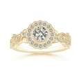 thumbnail image 1 of ANGARA Natural Diamond Engagement Ring with Floral Halo in 14K Yellow Gold for Women (Size-5.1mm| Color-K| Clarity-I3) | April Birthstone, Anniversary, Jewelry Gift for Women | Natural Diamond Ring, 1 of 8
