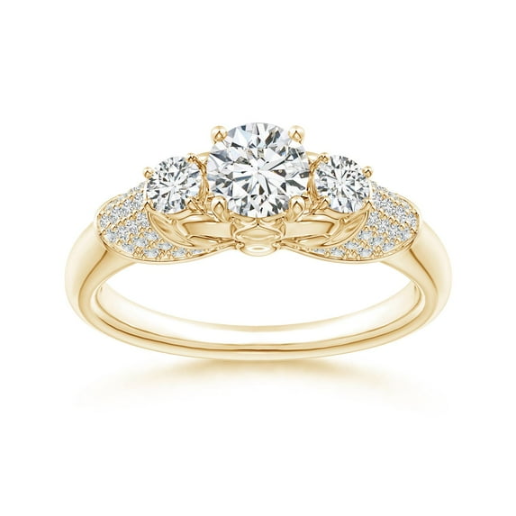 ANGARA Natural Diamond Fleur De Lis Engagement Ring in 14K Yellow Gold for Women (Size-5.1mm| Color-H| Clarity-SI2) | April Birthstone, Anniversary, Jewelry Gift for Women | Natural Diamond Ring