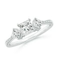 thumbnail image 1 of ANGARA Natural Three Stone Diamond Engagement Ring in 14K White Gold for Women (Size-4.5mm| Color-H| Clarity-SI2) | April Birthstone, Anniversary, Jewelry Gift for Women | Natural Diamond Ring, 1 of 9