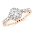 thumbnail image 1 of ANGARA Natural 0.52 Ct. Diamond Halo Ring in 14K Rose Gold for Women (Ring Size: 3), 1 of 10