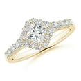 thumbnail image 1 of ANGARA Natural Princess-Cut Diamond Halo Ring in 14K Yellow Gold for Women (Size-4.5mm| Color-H| Clarity-SI2) | April Birthstone, Anniversary, Jewelry Gift for Women | Natural Diamond Ring, 1 of 9