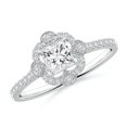 thumbnail image 1 of ANGARA Natural Princess-Cut Diamond Ring with Ornate in 14K White Gold for Women (Size-4.5mm| Color-H| Clarity-SI2) | April Birthstone, Anniversary, Jewelry Gift for Women | Natural Diamond Ring, 1 of 9