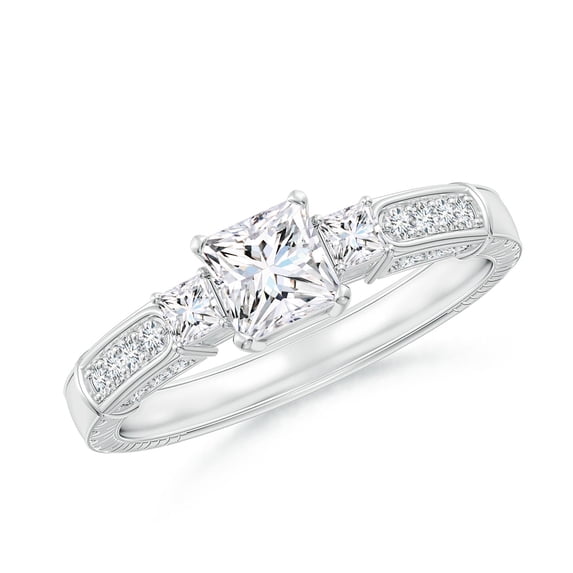 ANGARA Natural Princess-Cut Diamond Three Stone Ring in 14K White Gold for Women (Size-4.5mm| Color-G| Clarity-VS2) | April Birthstone, Anniversary, Jewelry Gift for Women | Natural Diamond Ring