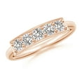 thumbnail image 1 of ANGARA Natural Pave Set Diamond Bar Ring with Milgrain in 14K Rose Gold for Women (Size-3mm| Color-I-J| Clarity-I1-I2) | April Birthstone, Anniversary, Jewelry Gift for Women | Natural Diamond Ring, 1 of 9