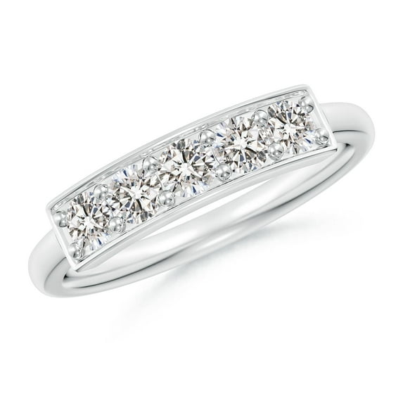 ANGARA Natural Pave Set Diamond Bar Ring with Milgrain in 14K White Gold for Women (Size-3mm| Color-I-J| Clarity-I1-I2) | April Birthstone, Anniversary, Jewelry Gift for Women | Natural Diamond Ring
