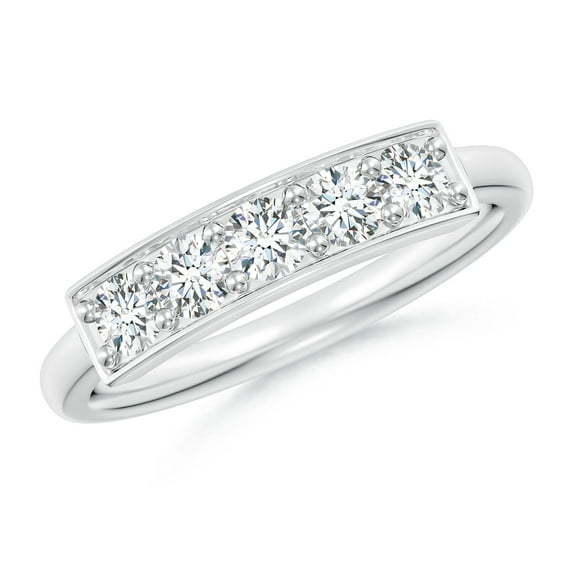ANGARA Natural Pave Set Diamond Bar Ring with Milgrain in 925 Sterling Silver for Women (Size-3mm| Color-G| Clarity-VS2) | April Birthstone, Anniversary, Jewelry Gift for Women | Natural Diamond Ring