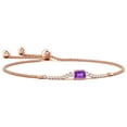thumbnail image 1 of ANGARA Natural East West Bezel-Set Emerald-Cut Amethyst Bolo Bracelet in 14K Rose Gold for Women (Size-6x4mm) | February Birthstone, Anniversary, Jewelry Gift for Women | Natural Amethyst Bracelet, 1 of 7