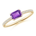 thumbnail image 1 of ANGARA Natural 0.55 Ct. Amethyst with Diamond Solitaire Ring in 14K Yellow Gold for Women (Ring Size: 3.5), 1 of 8
