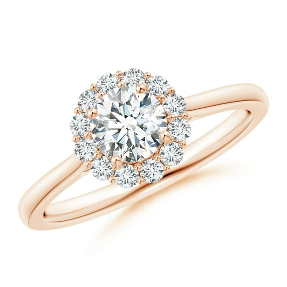 ANGARA Natural Classic Diamond Scalloped Halo Ring in 14K Rose Gold for Women (Size-5.2mm| Color-G| Clarity-VS2) | April Birthstone, Anniversary, Jewelry Gift for Women | Natural Diamond Ring