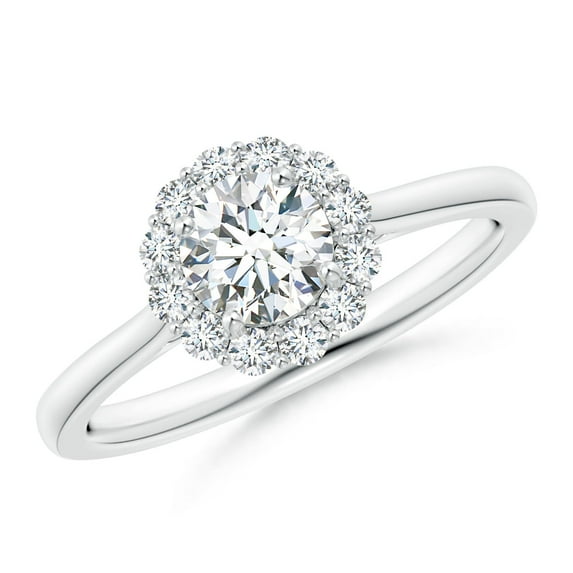 ANGARA Natural Classic Diamond Scalloped Halo Ring in 14K White Gold for Women (Size-5.2mm| Color-G| Clarity-VS2) | April Birthstone, Anniversary, Jewelry Gift for Women | Natural Diamond Ring