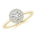 thumbnail image 1 of ANGARA Natural Classic Diamond Scalloped Halo Ring in 14K Yellow Gold for Women (Size-5.2mm| Color-H| Clarity-SI2) | April Birthstone, Anniversary, Jewelry Gift for Women | Natural Diamond Ring, 1 of 9