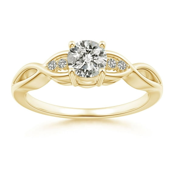 ANGARA Natural Infinity Twist Diamond Promise Ring in 14K Yellow Gold for Women (Size-5.2mm| Color-K| Clarity-I3) | April Birthstone, Anniversary, Jewelry Gift for Women | Natural Diamond Ring