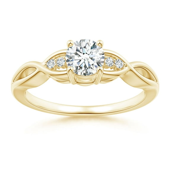 ANGARA Natural Infinity Twist Diamond Promise Ring in 14K Yellow Gold for Women (Size-5.2mm| Color-G| Clarity-VS2) | April Birthstone, Anniversary, Jewelry Gift for Women | Natural Diamond Ring