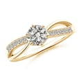 thumbnail image 1 of ANGARA Natural Six Prong-Set Diamond Split Shank Ring in 14K Yellow Gold for Women (Size-5.2mm| Color-K| Clarity-I3) | April Birthstone, Anniversary, Jewelry Gift for Women | Natural Diamond Ring, 1 of 7
