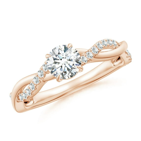 ANGARA Natural Solitaire Diamond Engagement Ring in 14K Rose Gold for Women (Size-5.2mm| Color-G| Clarity-VS2) | April Birthstone, Anniversary, Jewelry Gift for Women | Natural Diamond Ring