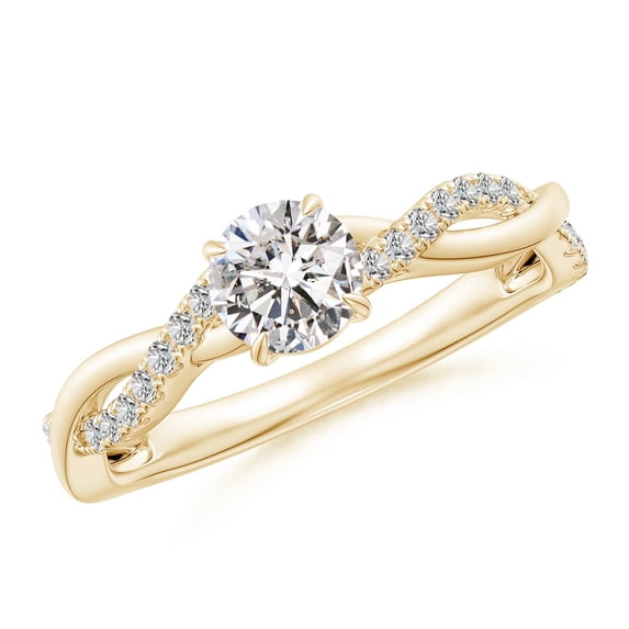 ANGARA Natural Solitaire Diamond Engagement Ring in 14K Yellow Gold for Women (Size-5.2mm| Color-I-J| Clarity-I1-I2) | April Birthstone, Anniversary, Jewelry Gift for Women | Natural Diamond Ring