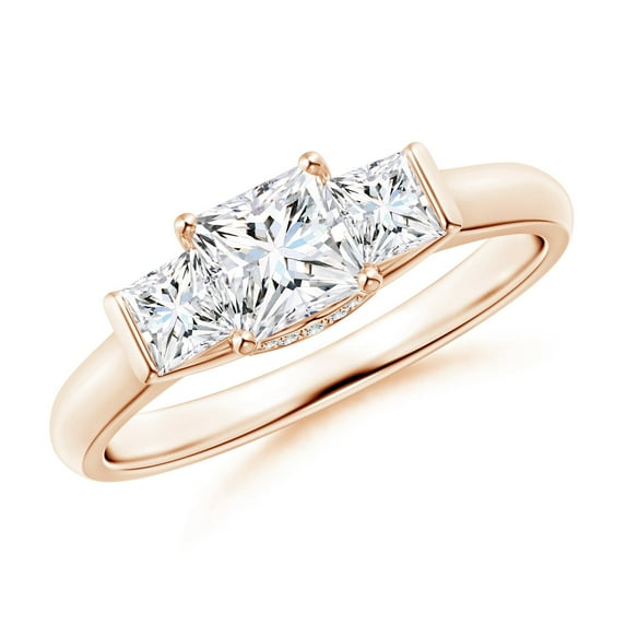 ANGARA Natural Princess-Cut Diamond Engagement Ring in 14K Rose Gold for Women (Size-4.7mm| Color-G| Clarity-VS2) | April Birthstone, Anniversary, Jewelry Gift for Women | Natural Diamond Ring