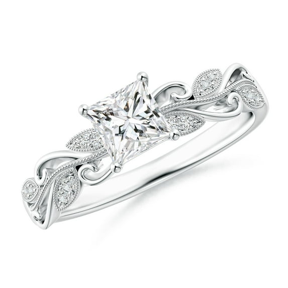 ANGARA Natural 0.57 Ct. Diamond Classic Ring in 14K White Gold for Women (Ring Size: 12)
