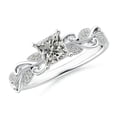 thumbnail image 1 of ANGARA Natural Princess-Cut Diamond Ring with Scrollwork in 14K White Gold for Women (Size-4.7mm| Color-K| Clarity-I3) | April Birthstone, Anniversary, Jewelry Gift for Women | Natural Diamond Ring, 1 of 8