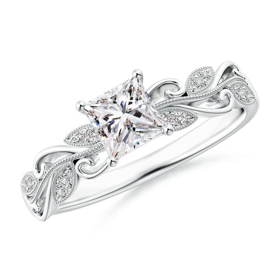 ANGARA Natural Diamond Ring with Scrollwork in 14K White Gold for Women (Size-4.7mm| Color-I-J| Clarity-I1-I2) | April Birthstone, Anniversary, Jewelry Gift for Women | Natural Diamond Ring