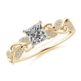 thumbnail image 1 of ANGARA Natural Princess-Cut Diamond Ring with Scrollwork in 14K Yellow Gold for Women (Size-4.7mm| Color-K| Clarity-I3) | April Birthstone, Anniversary, Jewelry Gift for Women | Natural Diamond Ring, 1 of 8