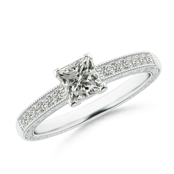 ANGARA Natural Princess Cut Diamond Ring in 14K White Gold for Women (Size-4.7mm| Color-K| Clarity-I3) | April Birthstone, Anniversary, Jewelry Gift for Women | Natural Diamond Ring