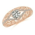 thumbnail image 1 of ANGARA Natural Diamond Filigree Engagement Ring in 14K Rose Gold for Women (Size-5.3mm| Color-K| Clarity-I3) | April Birthstone, Anniversary, Jewelry Gift for Women | Natural Diamond Ring, 1 of 8