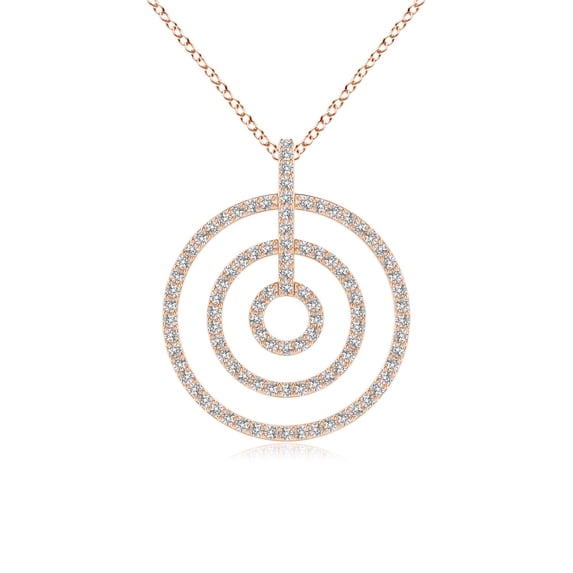 ANGARA Natural Diamond Concentric Circle Pendant in 14K Rose Gold for Women (Size-1.1mm| Color-I-J| Clarity-I1-I2) | April Birthstone, Anniversary, Jewelry Gift for Women | Natural Diamond Necklace